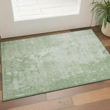 3' X 5' Mint Green And Beige Abstract Washable Area Rug With UV Protection