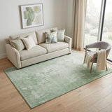 5' X 8' Mint Green And Beige Abstract Washable Area Rug With UV Protection