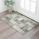 3' X 5' Taupe Ivory And Khaki Geometric Washable Area Rug With UV Protection