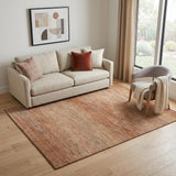 5' X 8' Copper Ivory And Gray Striped Washable Area Rug With UV Protection