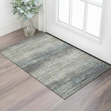 3' X 5' Granite Gray And Silver Striped Washable Area Rug With UV Protection