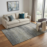 5' X 8' Granite Gray And Silver Striped Washable Area Rug With UV Protection