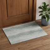 3' X 5' Linen And Ivory Striped Washable Area Rug With UV Protection