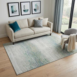 5' X 8' Linen And Ivory Striped Washable Area Rug With UV Protection