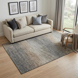 5' X 8' Pewter Gray And Beige Striped Washable Area Rug With UV Protection