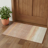 3' X 5' Salmon And Ivory Striped Washable Area Rug With UV Protection