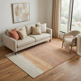 5' X 8' Salmon And Ivory Striped Washable Area Rug With UV Protection