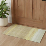 3' X 5' Tan Yellow And Beige Striped Washable Area Rug With UV Protection