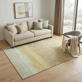 5' X 8' Tan Yellow And Beige Striped Washable Area Rug With UV Protection