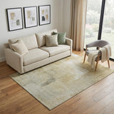 5' X 8' Wheat Ivory And Beige Striped Washable Area Rug With UV Protection