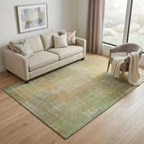 5' X 8' Beige Blue And Khaki Geometric Washable Area Rug With UV Protection
