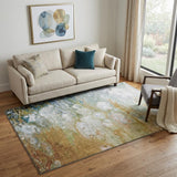 5' X 8' Rust Teal And Gray Abstract Washable Area Rug With UV Protection