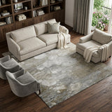 8' Taupe Ivory And Gray Abstract Washable Area Rug With UV Protection