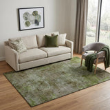 5' X 8' Coffee Green And Taupe Abstract Washable Area Rug With UV Protection