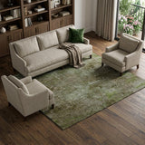 8' Coffee Green And Taupe Abstract Washable Area Rug With UV Protection