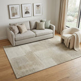 5' X 8' Taupe And Ivory Geometric Washable Area Rug With UV Protection