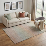 5' X 8' Coral Denim Blue And Salmon Striped Washable Area Rug With UV Protection