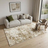 5' X 7' Brown And Ivory Abstract Washable Area Rug