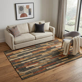 5' X 8' Coffee Rust And Copper Striped Washable Area Rug With UV Protection