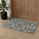 3' X 5' Graphite Peach And Ivory Geometric Washable Area Rug With UV Protection