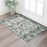3' X 5' Pale Aqua And Purple Geometric Washable Area Rug With UV Protection