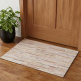 3' X 5' Pink Yellow And Peach Striped Washable Area Rug With UV Protection