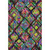 3' X 5' Black Red Pink And Green Geometric Washable Area Rug With UV Protection
