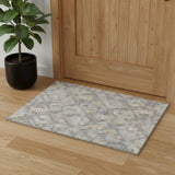 3' X 5' Gray Beige And Tan Geometric Washable Area Rug With UV Protection