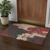 3' X 5' Brick Red Mauve And Beige Abstract Washable Area Rug With UV Protection