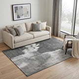 5' X 8' Gray Silver And Charcoal Abstract Washable Area Rug With UV Protection