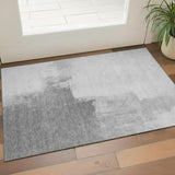 3' X 5' Silver Gray And Charcoal Abstract Washable Area Rug With UV Protection