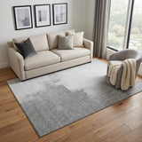 5' X 8' Silver Gray And Charcoal Abstract Washable Area Rug With UV Protection