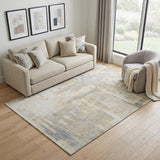 5' X 8' Ivory Beige And Gray Abstract Washable Area Rug With UV Protection