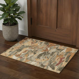 3' X 5' Copper Gray And Taupe Abstract Washable Area Rug With UV Protection