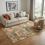 5' X 8' Copper Gray And Taupe Abstract Washable Area Rug With UV Protection