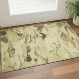 3' X 5' Gold Beige And Wheat Abstract Washable Area Rug With UV Protection