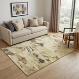 5' X 8' Gold Beige And Wheat Abstract Washable Area Rug With UV Protection