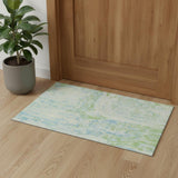 3' X 5' Mint Green And Blue Abstract Washable Area Rug With UV Protection