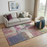 5' X 8' Blush Purple And Gray Abstract Washable Area Rug With UV Protection