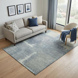 5' X 8' Sage Ivory And Blue Abstract Washable Area Rug With UV Protection