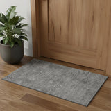 3' X 5' Gray And Charcoal Abstract Washable Area Rug With UV Protection