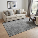 5' X 8' Gray And Charcoal Abstract Washable Area Rug With UV Protection