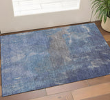 3' X 5' Blue Gray And Silver Abstract Washable Area Rug With UV Protection