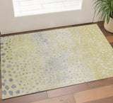 3' X 5' Gold Ivory And Gray Polka Dot Washable Area Rug With UV Protection