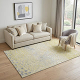 5' X 8' Gold Ivory And Gray Polka Dot Washable Area Rug With UV Protection