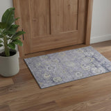 3' X 5' Lavender Gold And Ivory Oriental Washable Area Rug With UV Protection