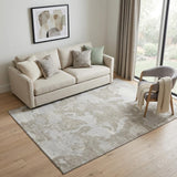 5' X 8' Taupe Gray And Silver Abstract Washable Area Rug With UV Protection