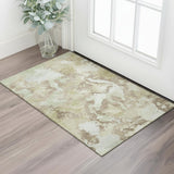 3' X 5' Taupe Ivory And Beige Abstract Washable Area Rug With UV Protection