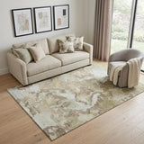 5' X 8' Taupe Ivory And Beige Abstract Washable Area Rug With UV Protection