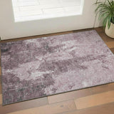 3' X 5' Pink Charcoal And Ivory Abstract Washable Area Rug With UV Protection